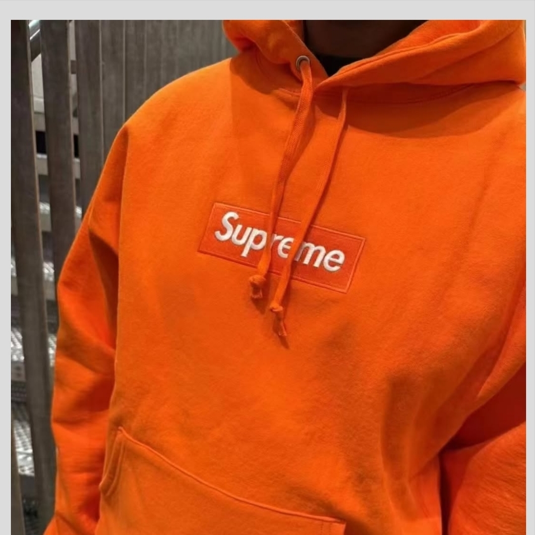 Supreme Box Logo Hooded Sweatshirt Dark Orange - 24FW 착용 스타일 - 4