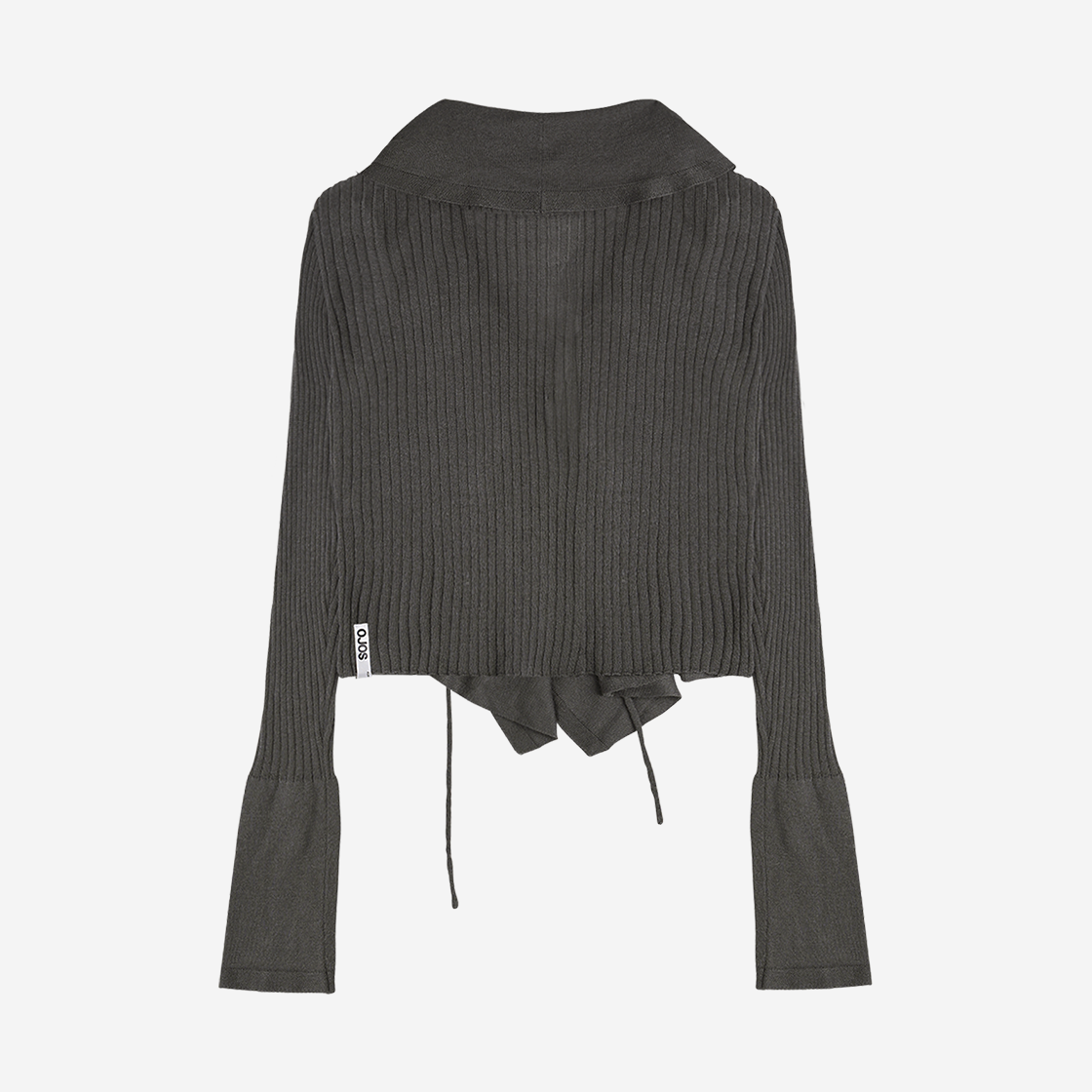 오호스 러플 드레이프 앙고라 가디건 /차콜(OJOS Ruffled Drape Angora Cardigan Charcoal) - 2