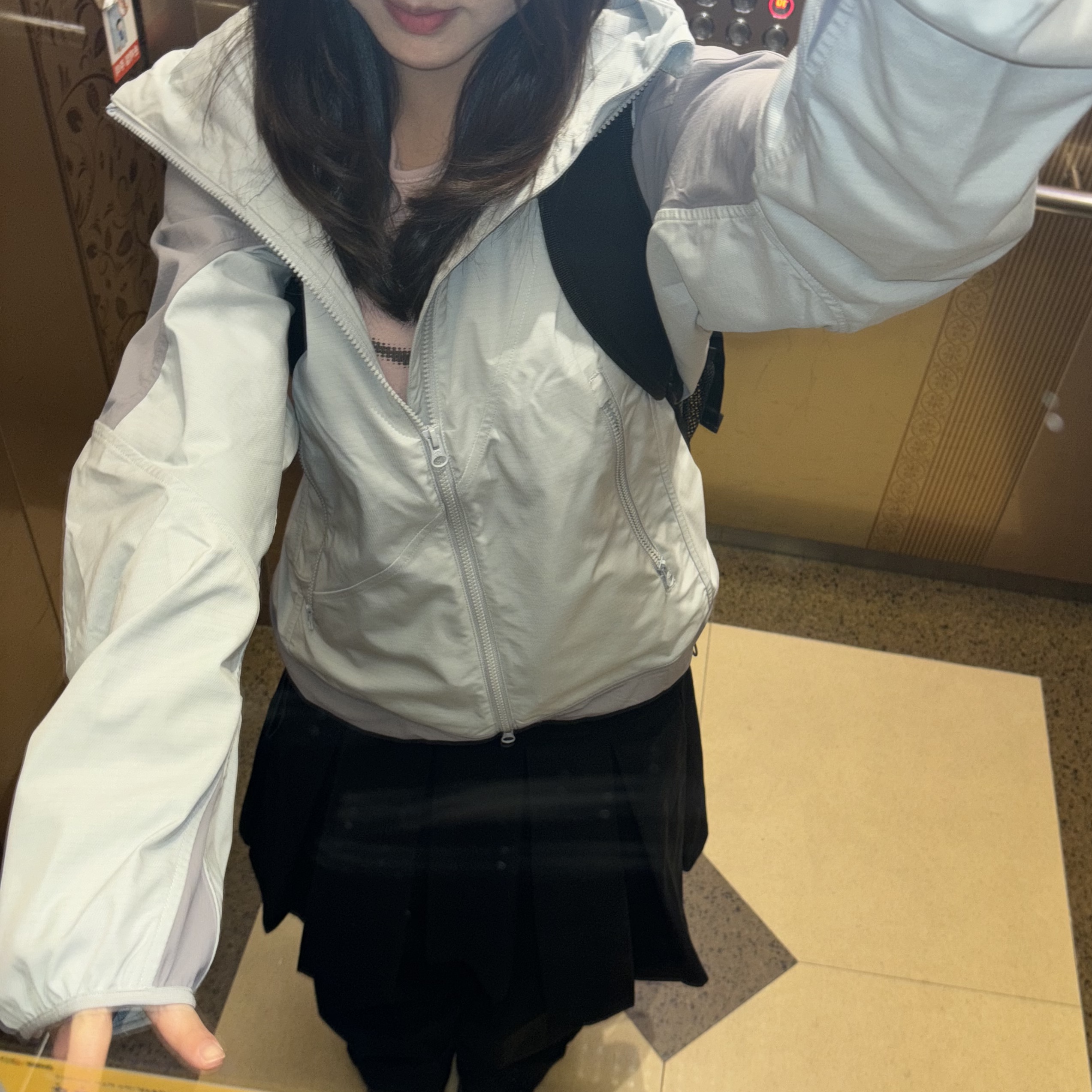 Sansan Gear Insulation Jacket Grey, (W) Mischief Rhombus Blur T-Shirt Mini Dusty Pink 착용 스타일 - 2