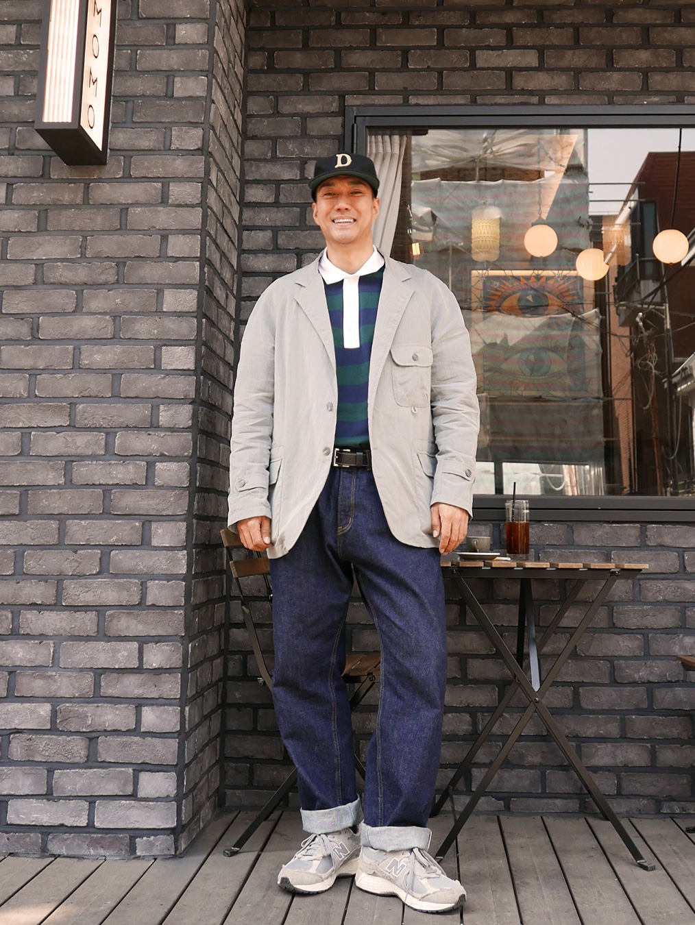 Hongwoosung Sports Suit Jacket Gray, Hongwoosung H Logo Pique Shirts Green 착용 스타일 - 1