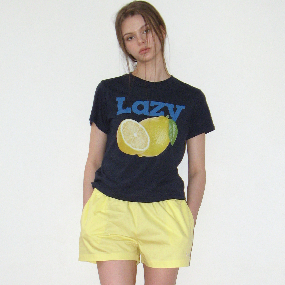 레이지지 레이지 레몬크롭티셔츠 네이비(LAZYZ Lazy Lemon Crop T shirt Navy) - 2