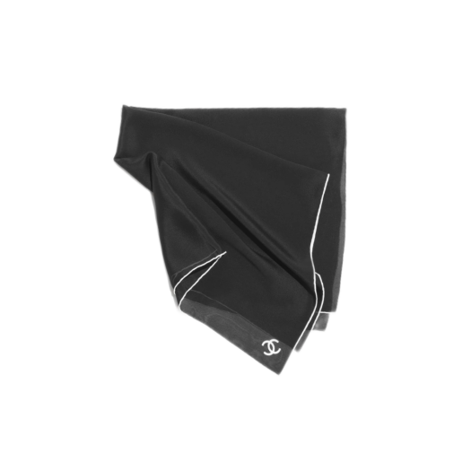 (W) Chanel Bandana Silk & Black Ecru