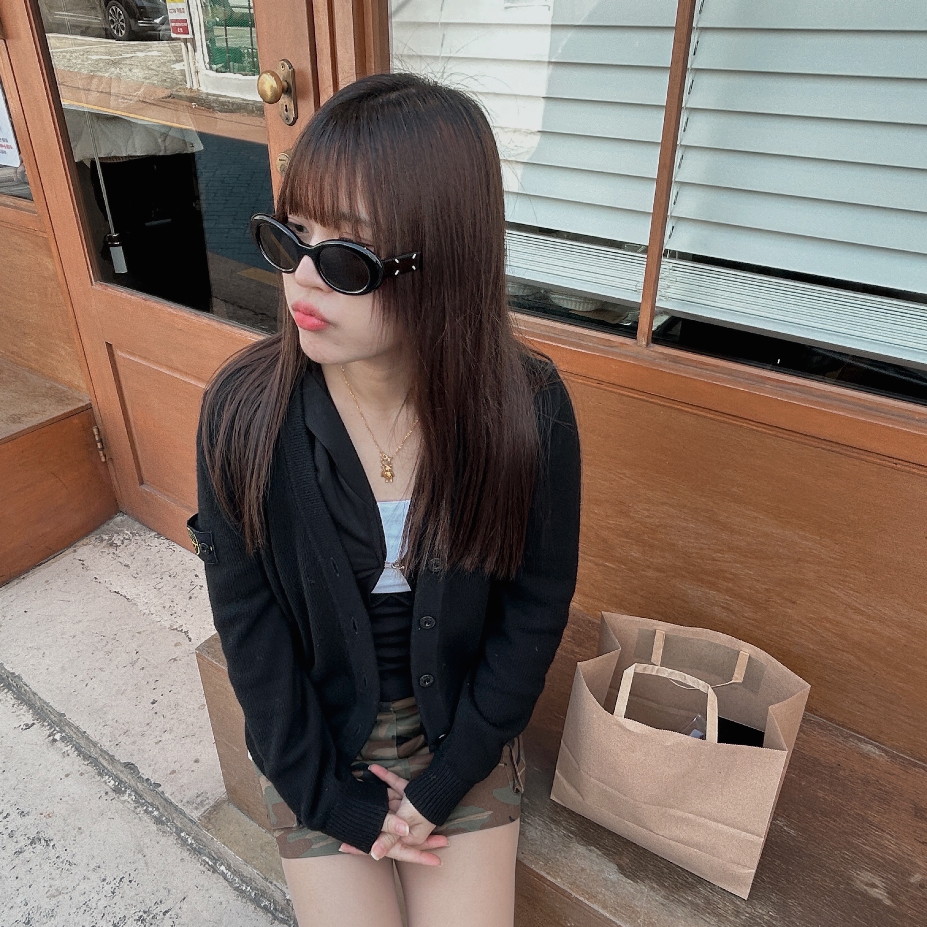 (Kids) Stone Island 501Z1 Wappen Wool Cardigan Black - 24FW, Gentle Monster x Maison Margiela MM206 Black Gray 착용 스타일