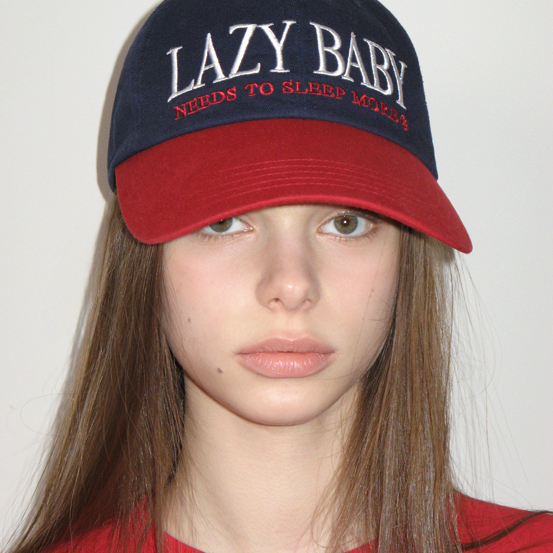 레이지지 90s 레이지 베이비 볼캡 네이비/레드(LAZYZ 90s Lazy Baby Ball Cap Navy/Red) - 3