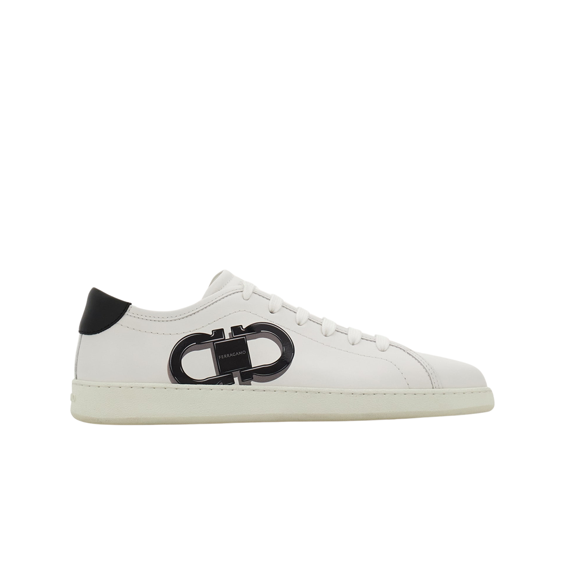 페라가모 더블 간치니 스니커즈 옵틱 화이트 블랙 - M(Ferragamo Double Gancini Sneaker Optic White Black - M)