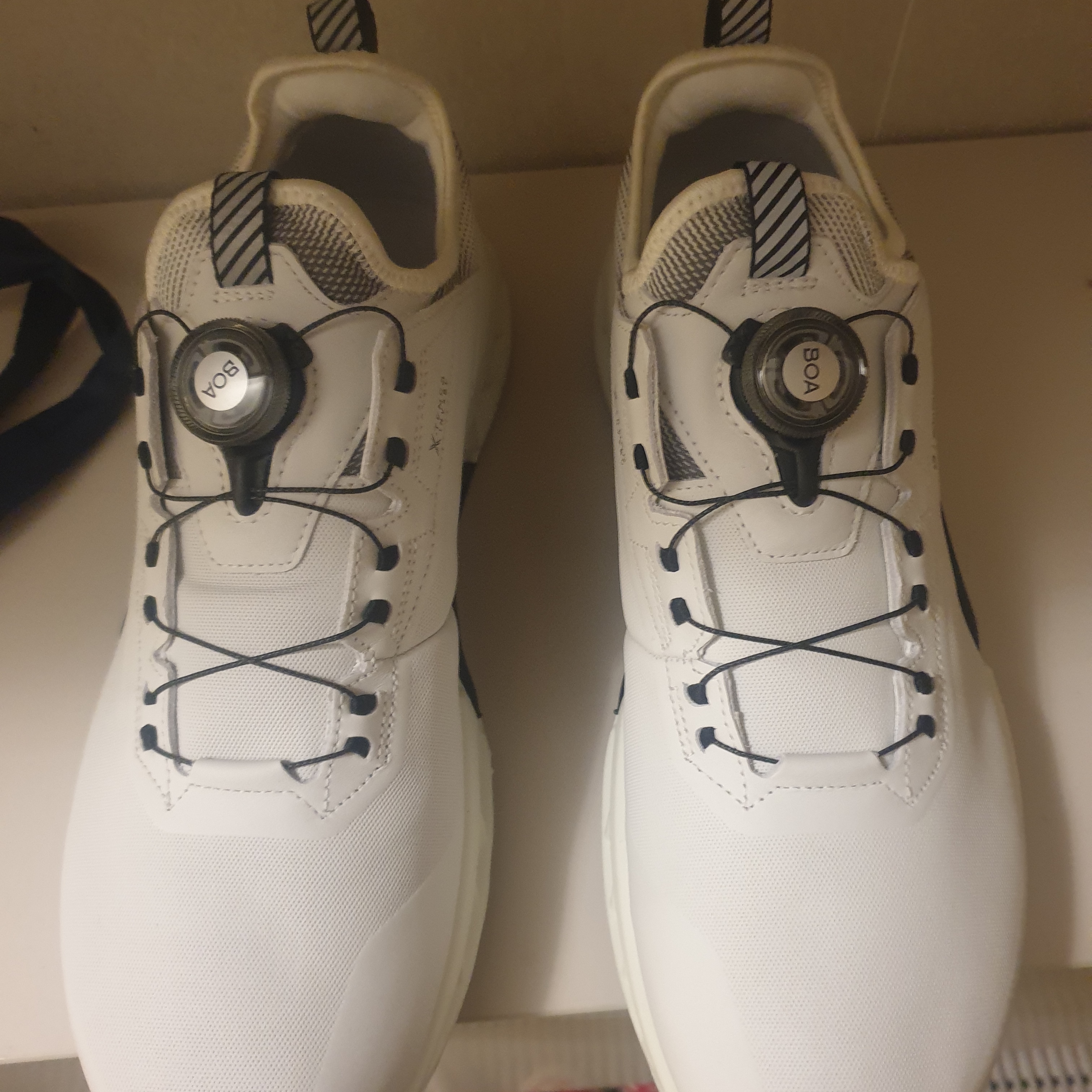 Ecco Golf Biom C4 Boa Shoes White Black 착용 스타일 - 1