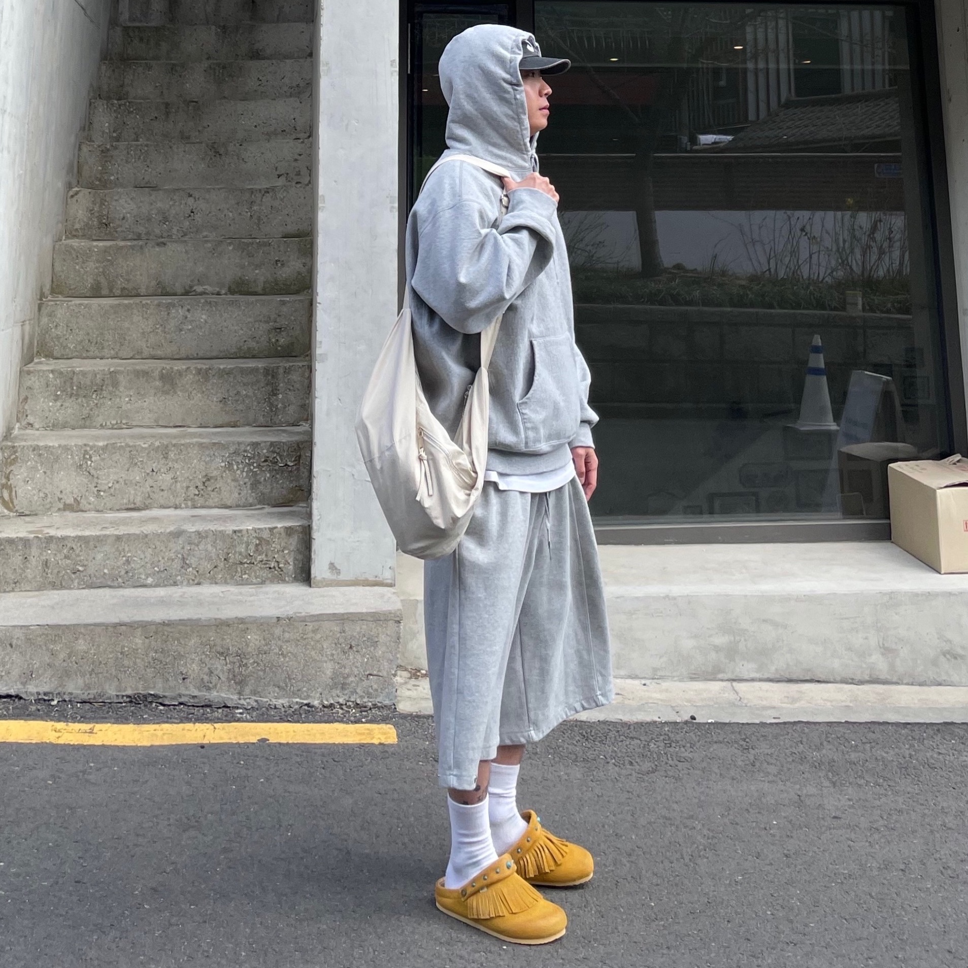 Ferker Mane Bold Yellow, Supreme Box Logo Hooded Sweatshirt Heather Grey - 24FW 착용 스타일 - 2