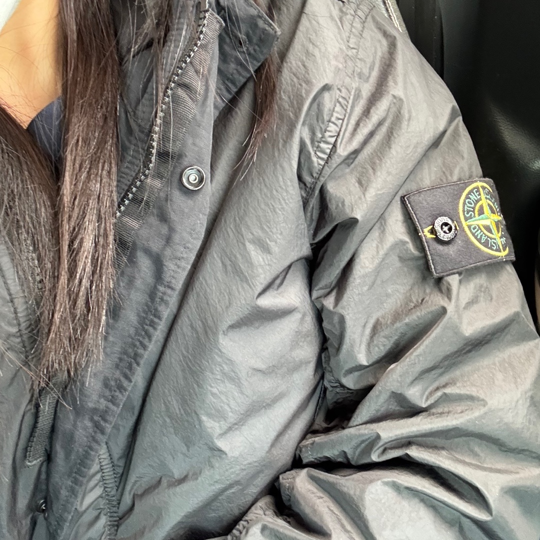 Stone Island S0A23 Crinkle Reps R-NY Wind Resistant Anti-Drop Hooded Jacket - 25SS 착용 스타일