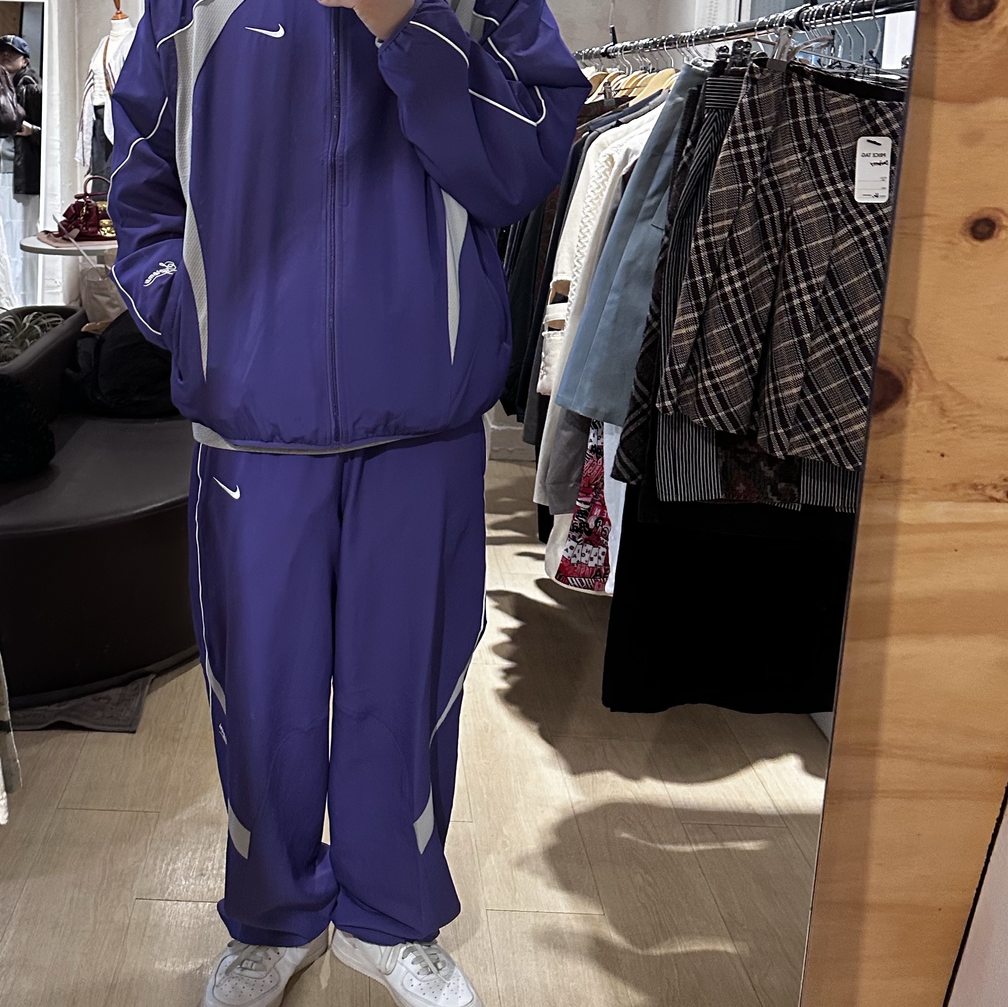 Supreme x Nike Track Pant Purple - 25SS, Supreme x Nike Track Jacket Purple - 25SS 착용 스타일
