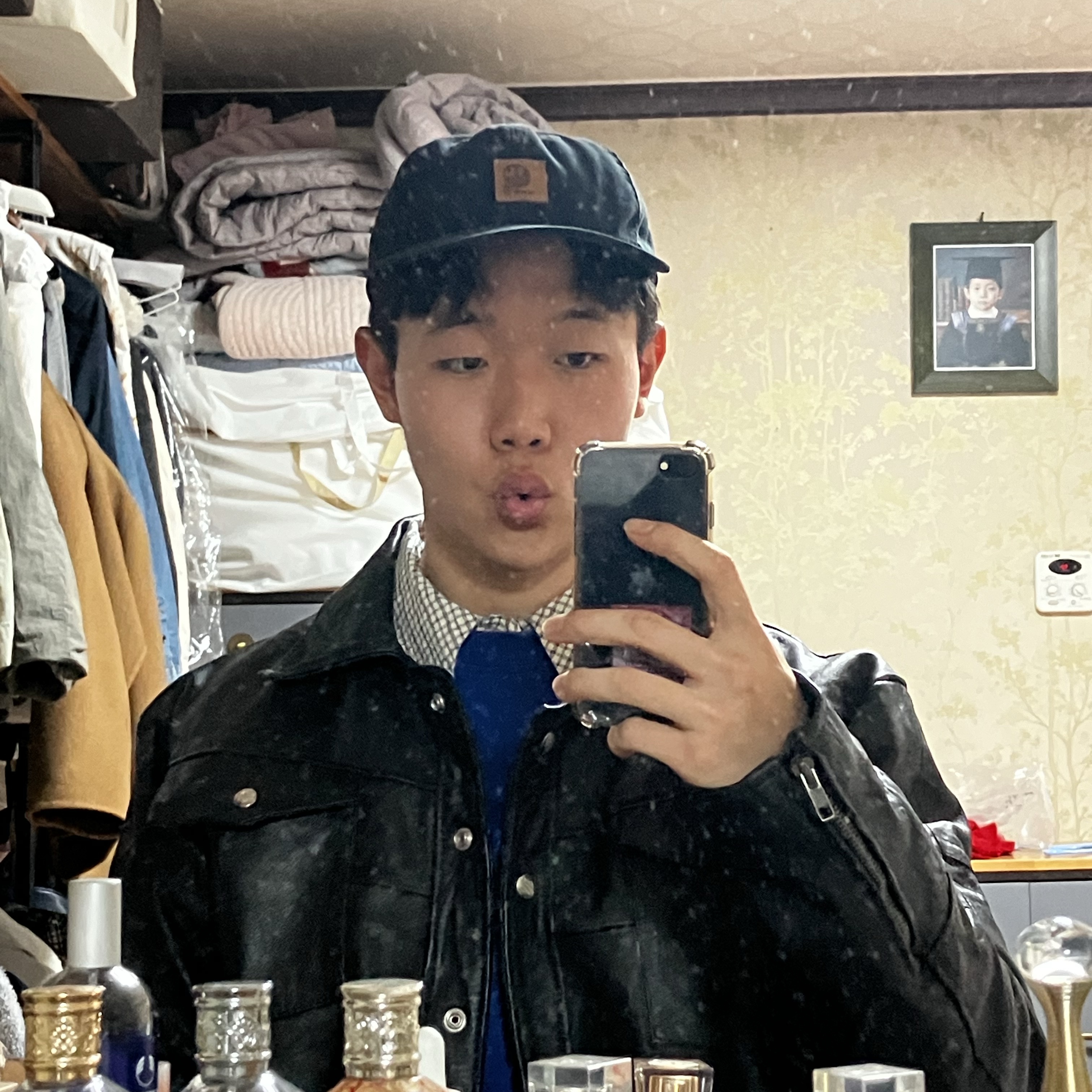 Carhartt Canvas Cap Black 착용 스타일 - 1