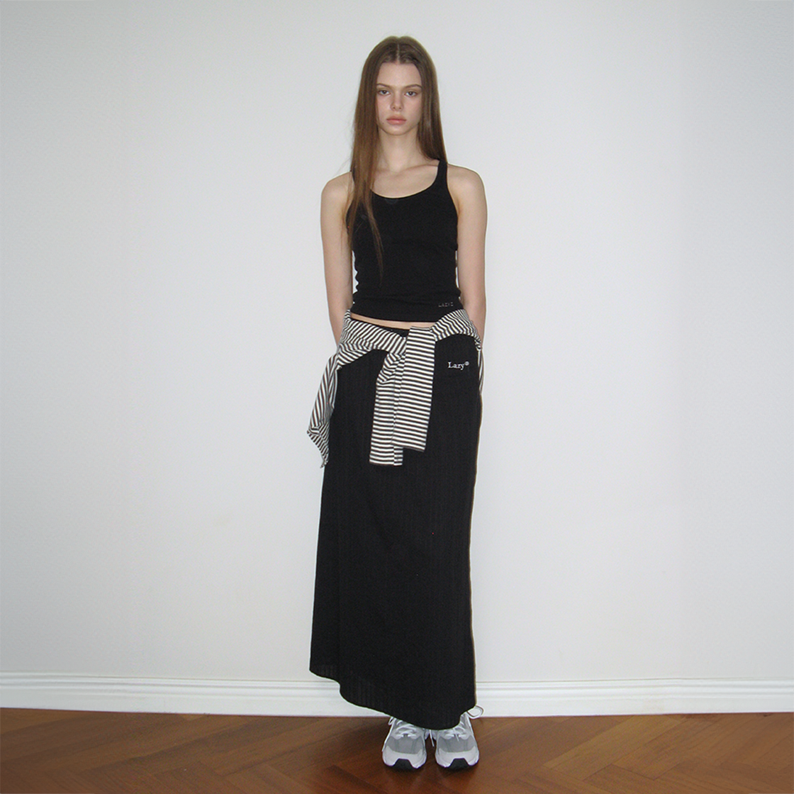 레이지지 스윗 썸머 코튼 롱 스커트 블랙(LAZYZ Sweet Summer Cotton Long Skirt Black) - 2
