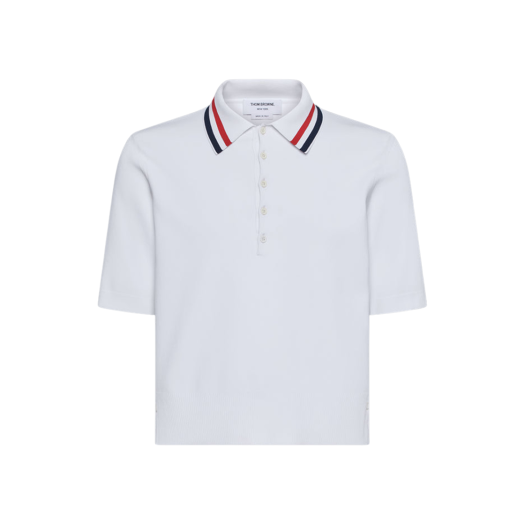 Thom Browne Stretch Viscose Tennis Polo White