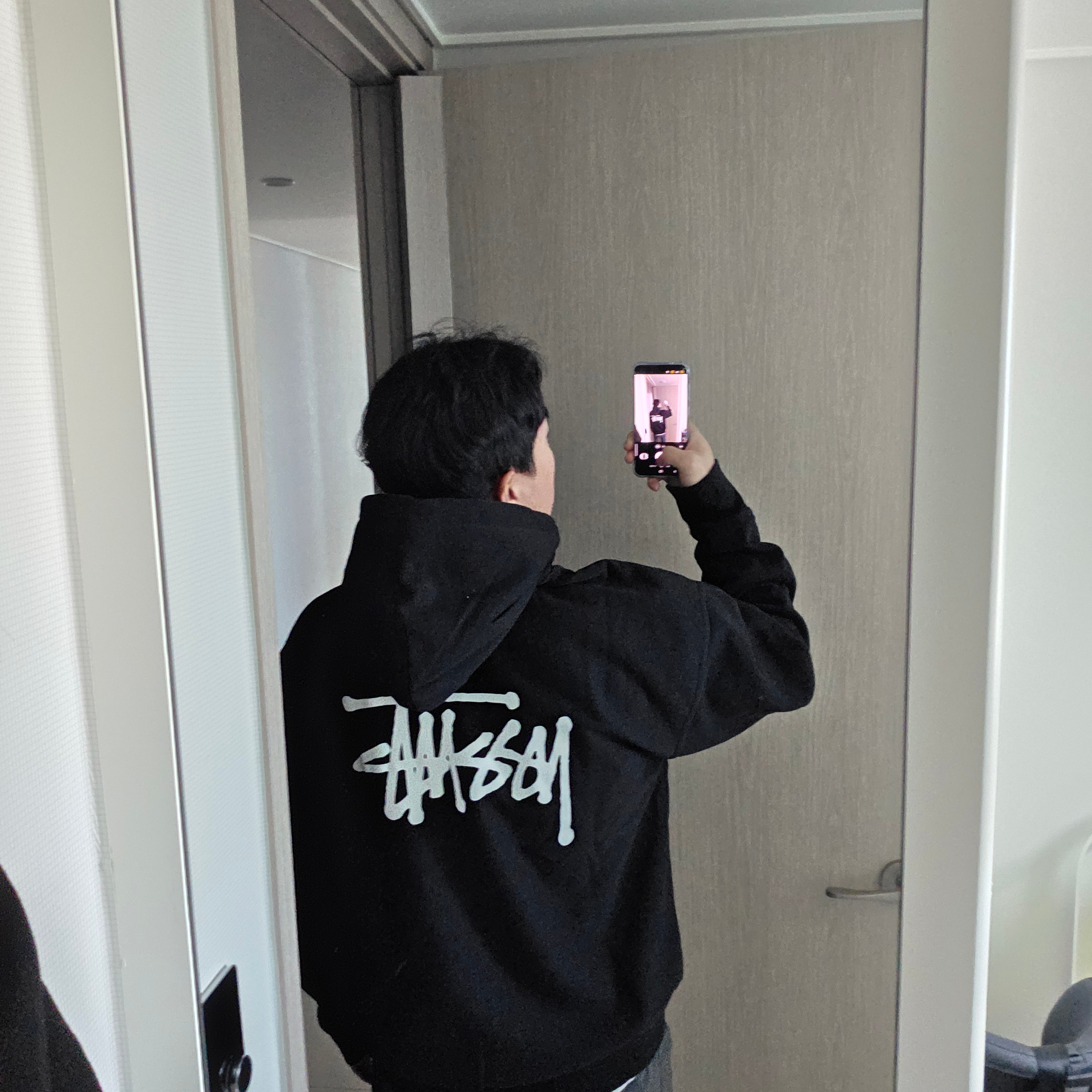 Stussy Basic Stussy Hoodie Black 착용 스타일