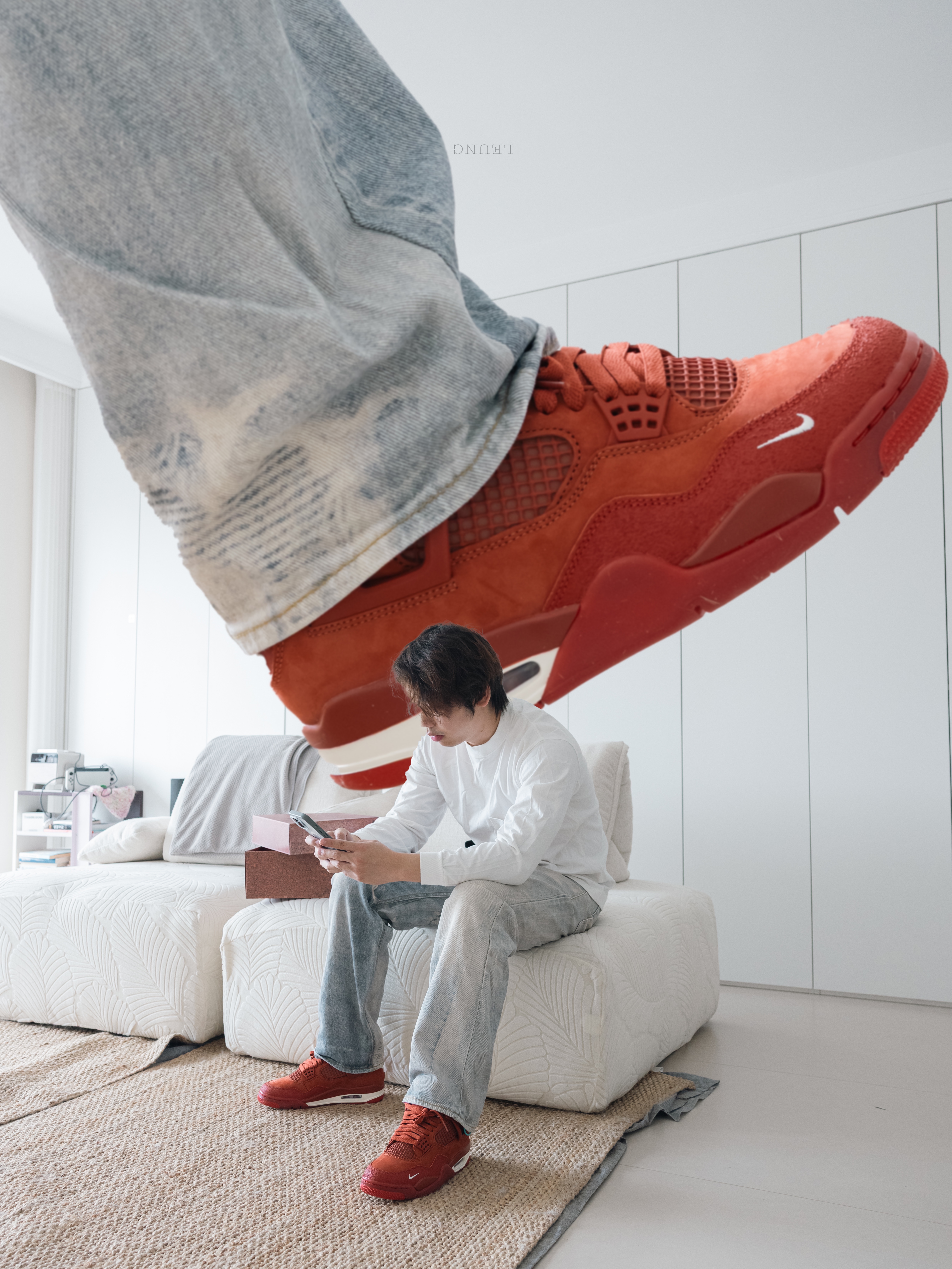 Jordan 4 x Nigel Sylvester Retro OG SP Brick by Brick 착용 스타일 - 1