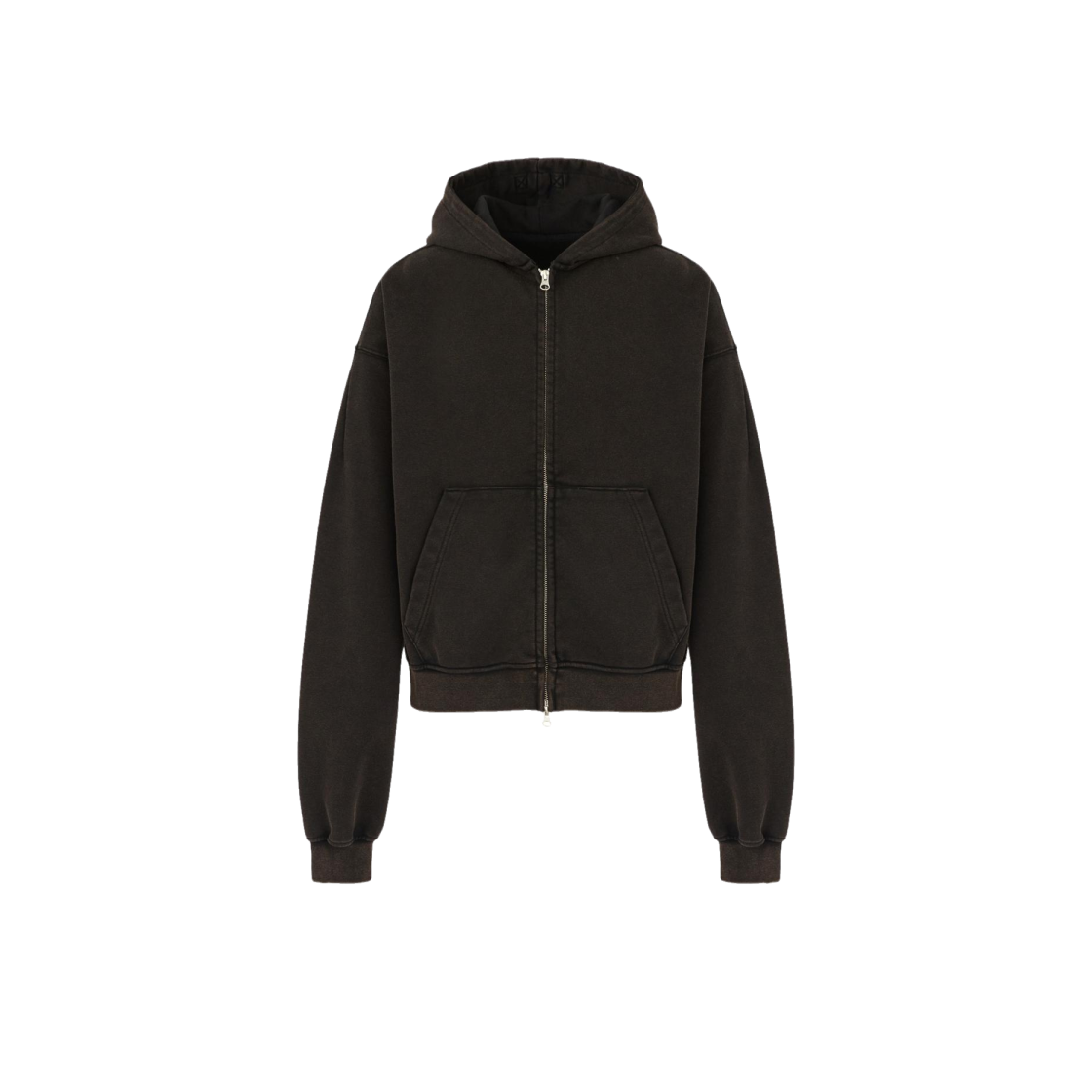 디파인 페이드 워싱 크롭 후드집업 블랙(DEFINE Faded Wash Cropped Hood Zip-Up Black)