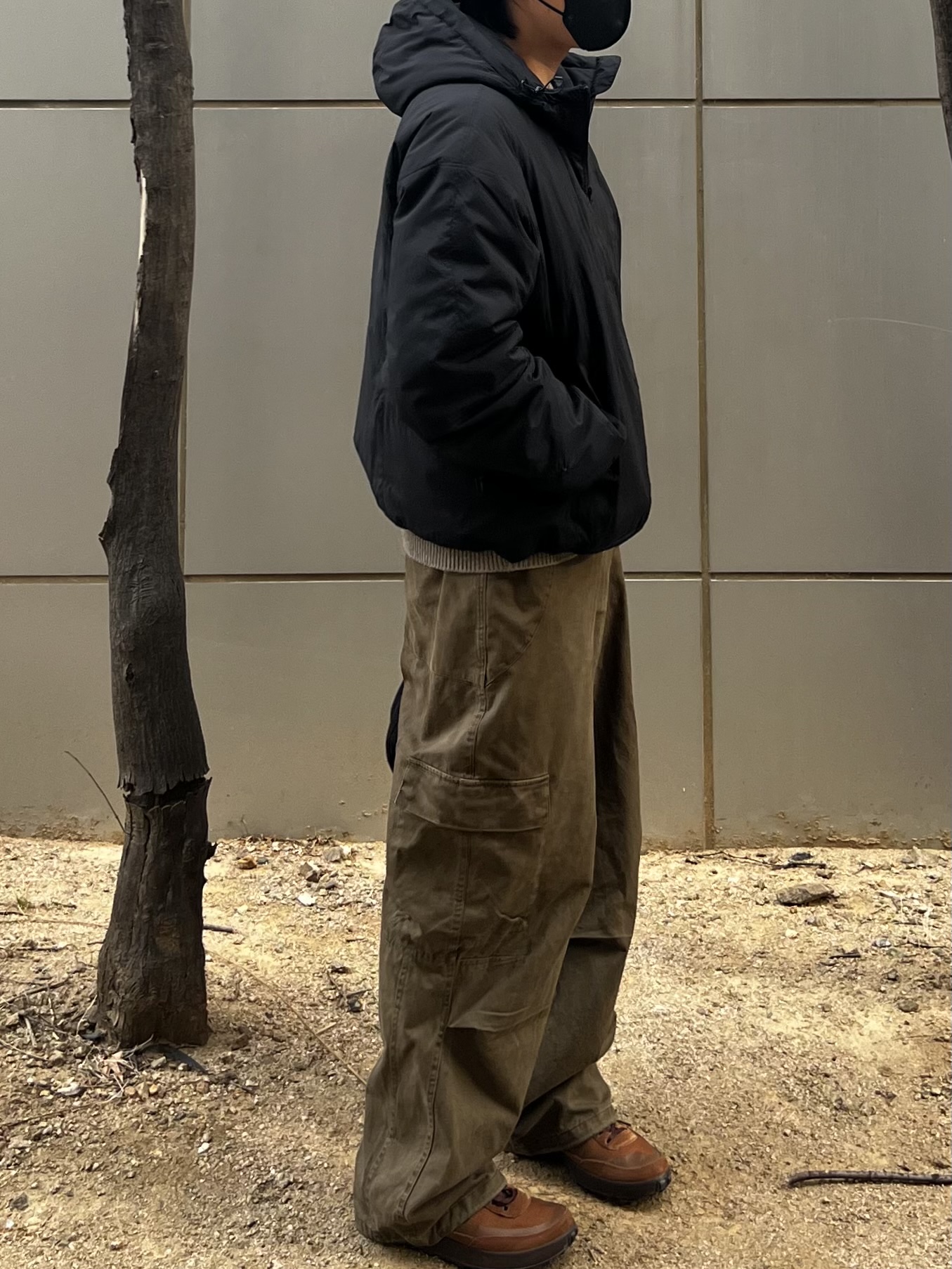 noun Washed Cargo Pants Khaki 착용 스타일 - 3