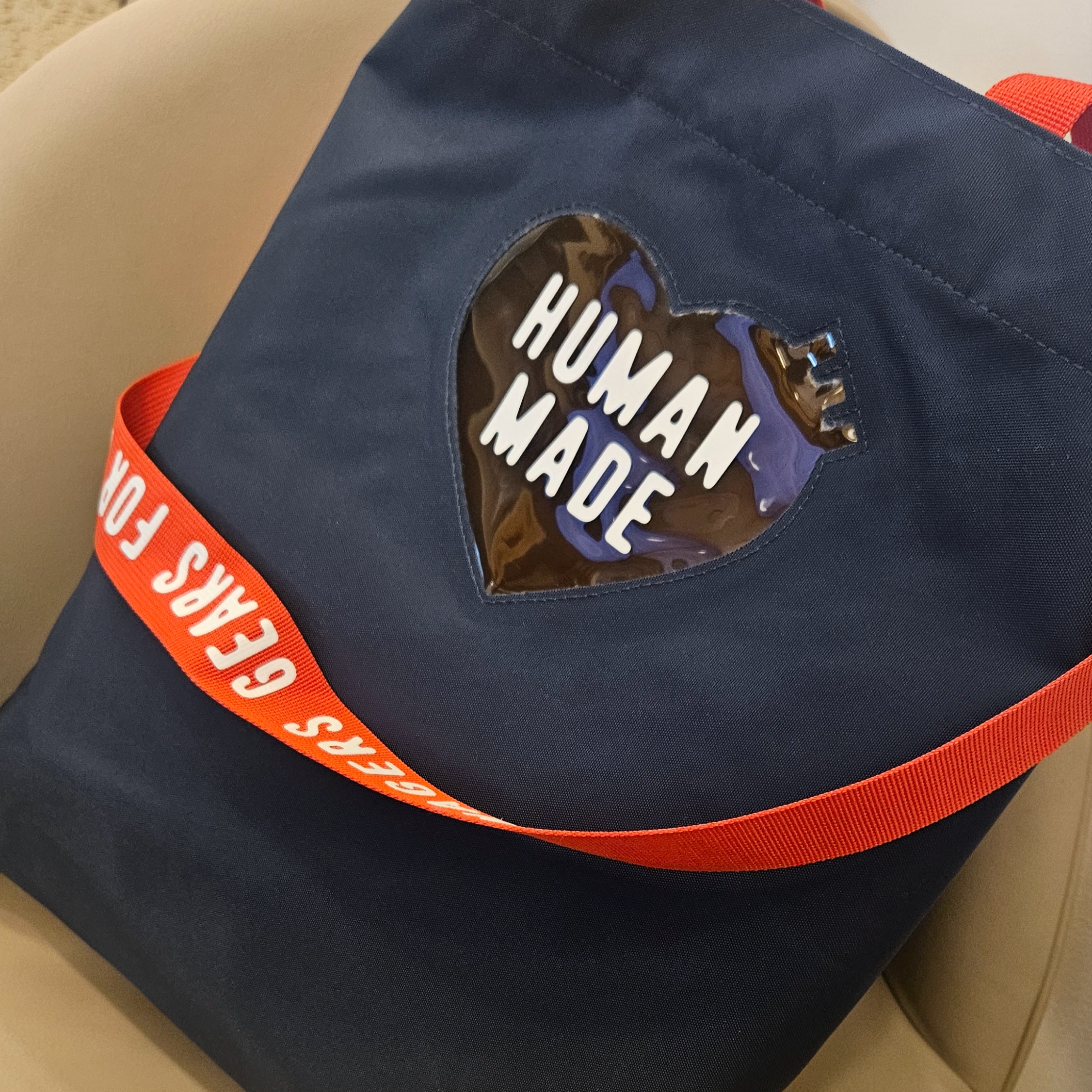 Human Made Shoulder Tote Bag Navy, (W) Nike TC 7900 Summit White 착용 스타일 - 3