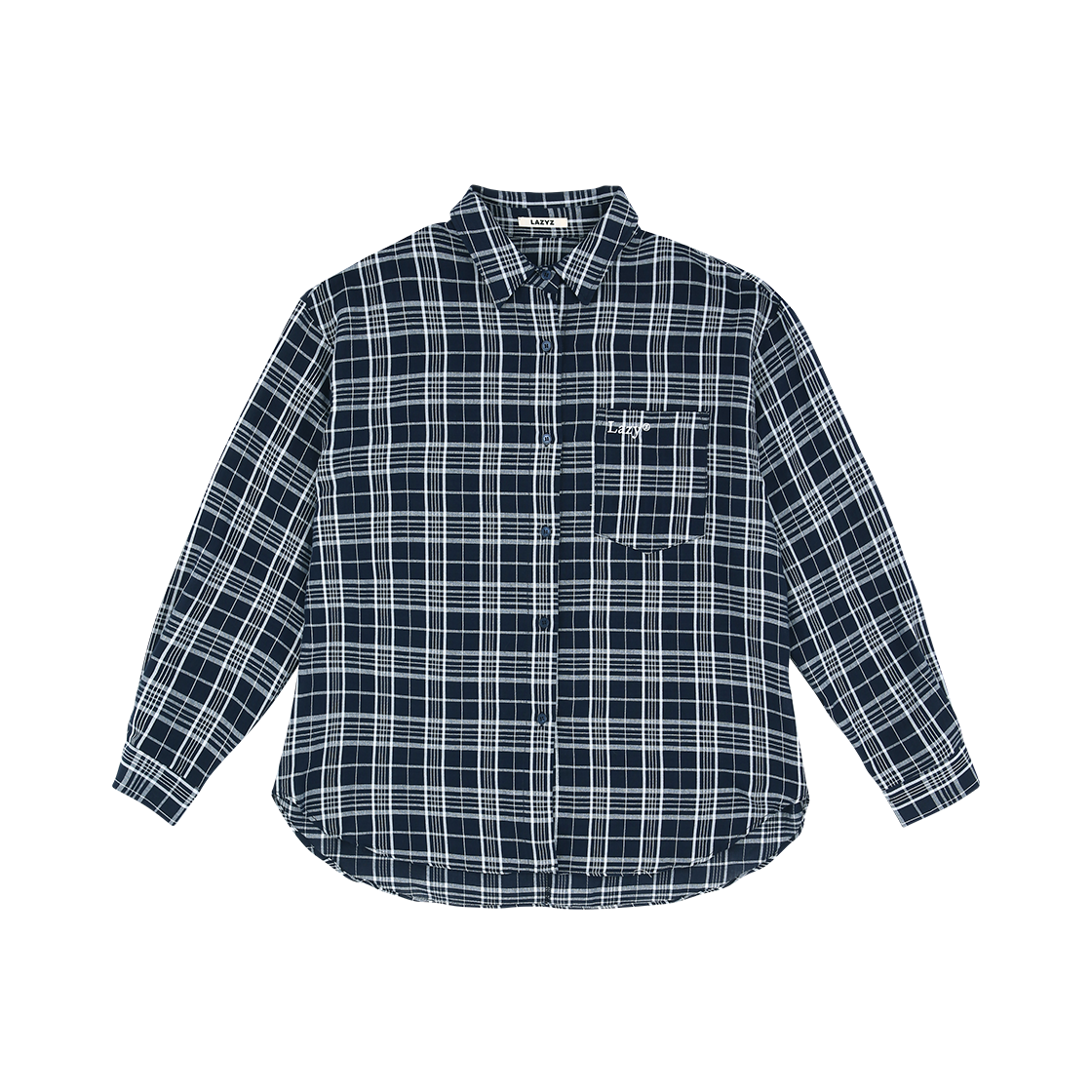 레이지지 루즈핏 클래식 체크 셔츠 네이비(LAZYZ Loose Fit Classic Check Shirt Navy) - 2