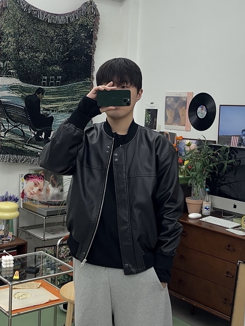 noun Pleather Blouson Black 착용 스타일