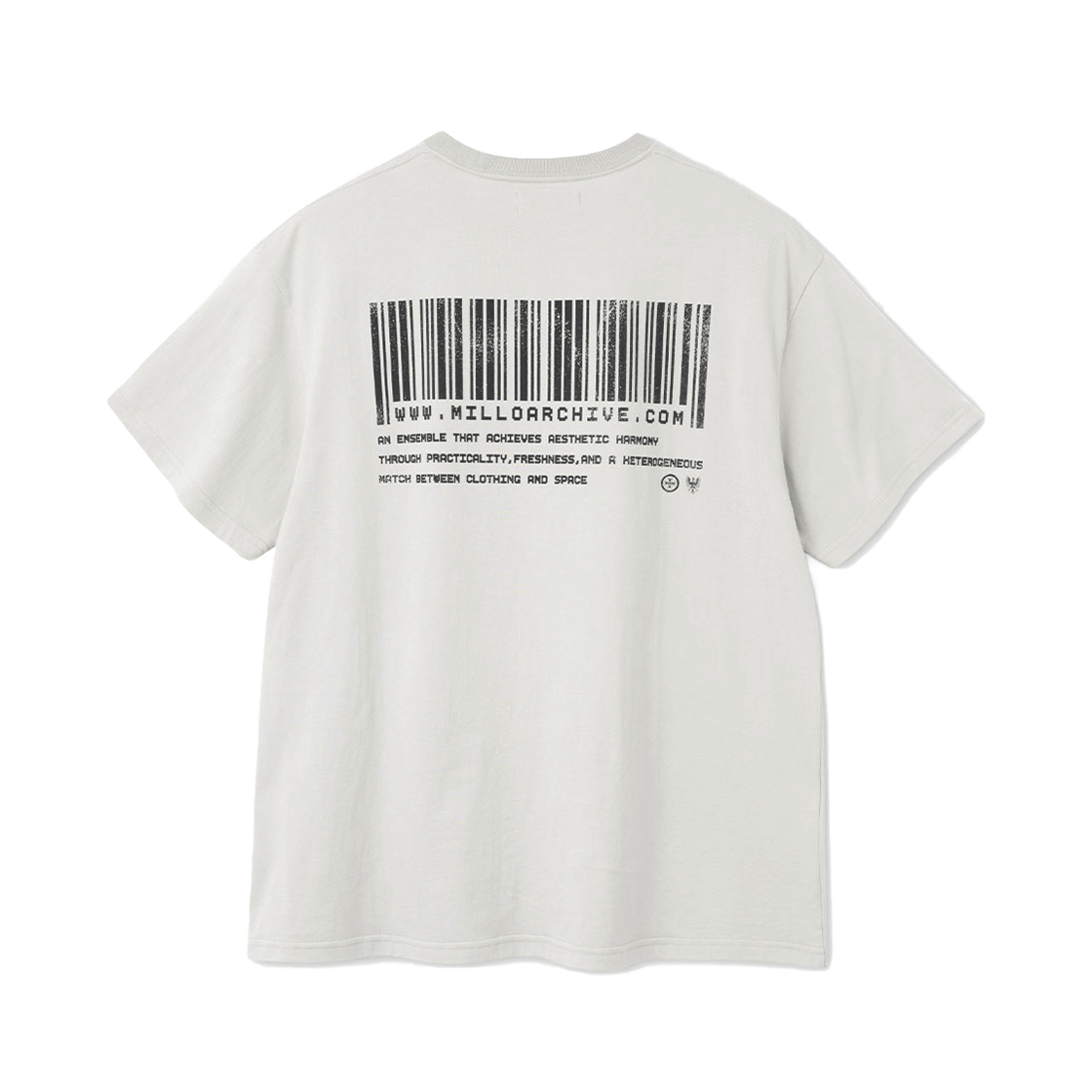 밀로 아카이브 타입 그래픽 티셔츠 웜 그레이