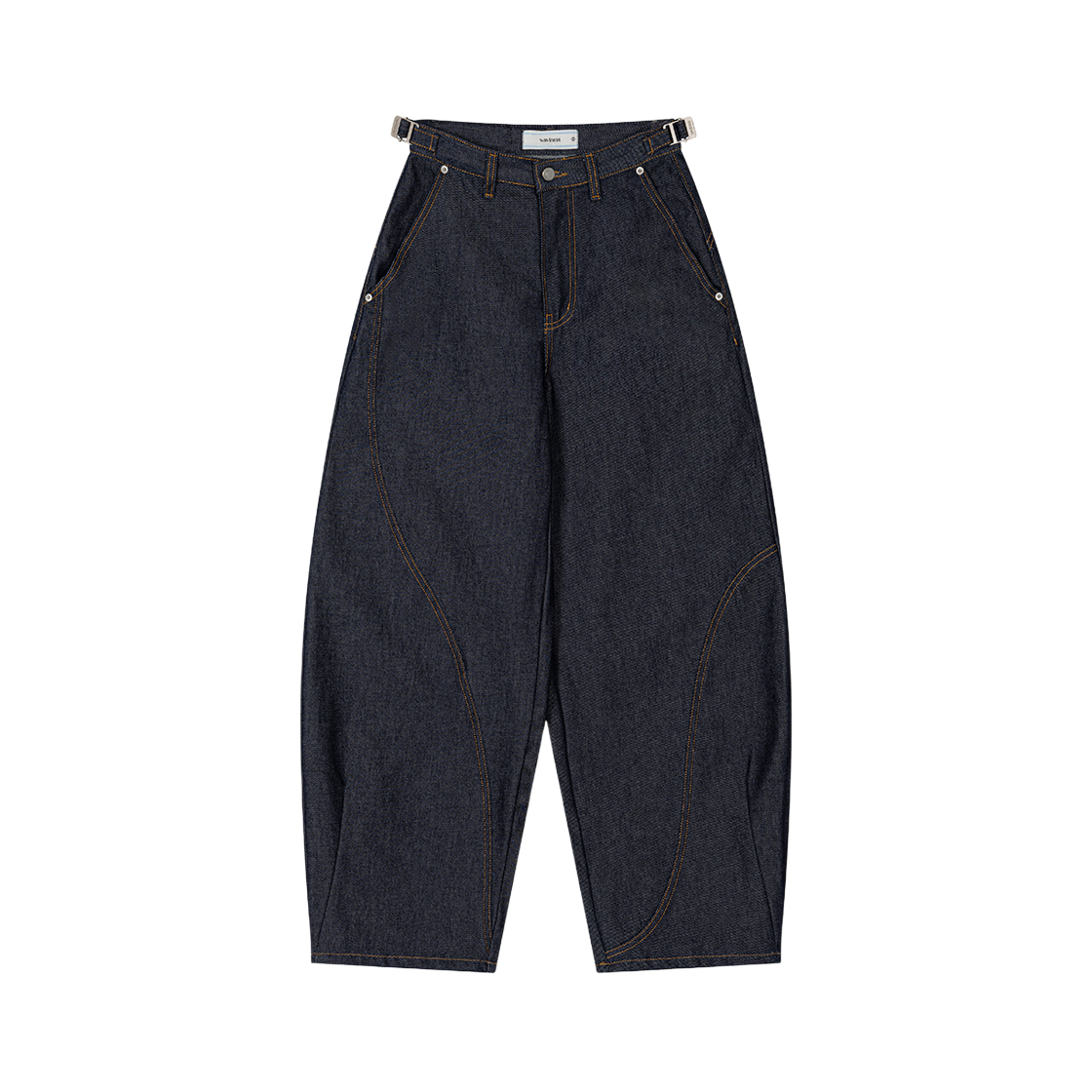 Waviness24236 Waviness Oblique Curved Denim Pants Indigo Blue - 대표 이미지 #1