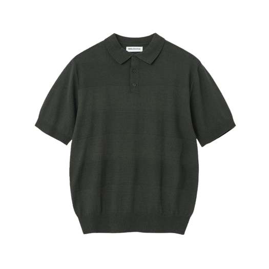 ML373KAK Millo Archive Block Half Collar Knit Khaki