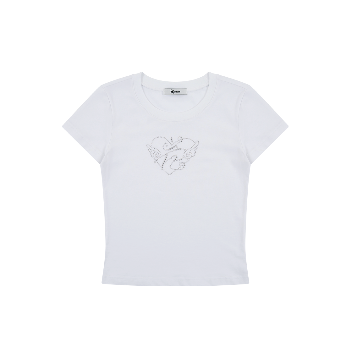 S44400 / S44401 Kashiko Flower Heart Baby Tee White