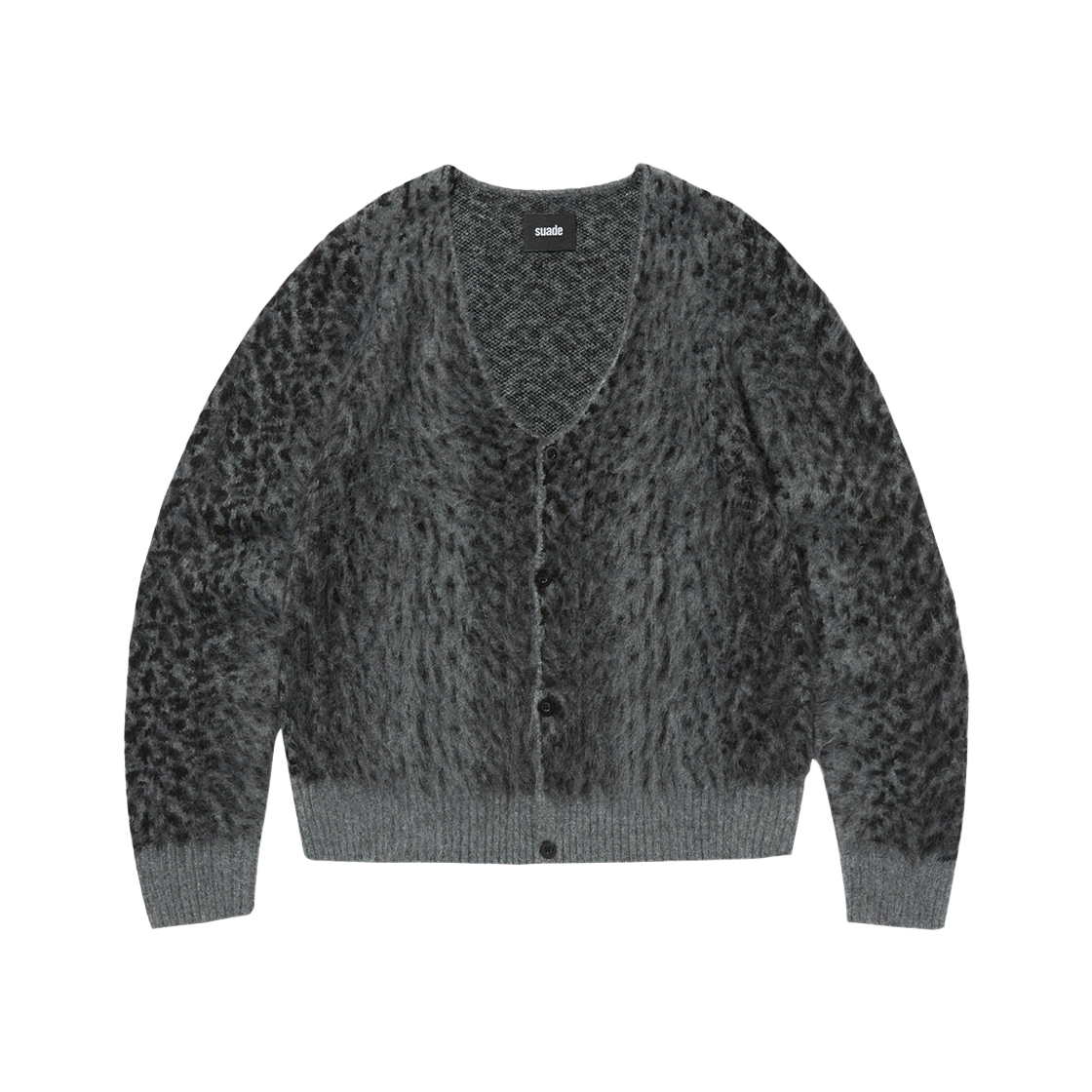 SDDFTO010BK Suade Leopard Cardigan Black