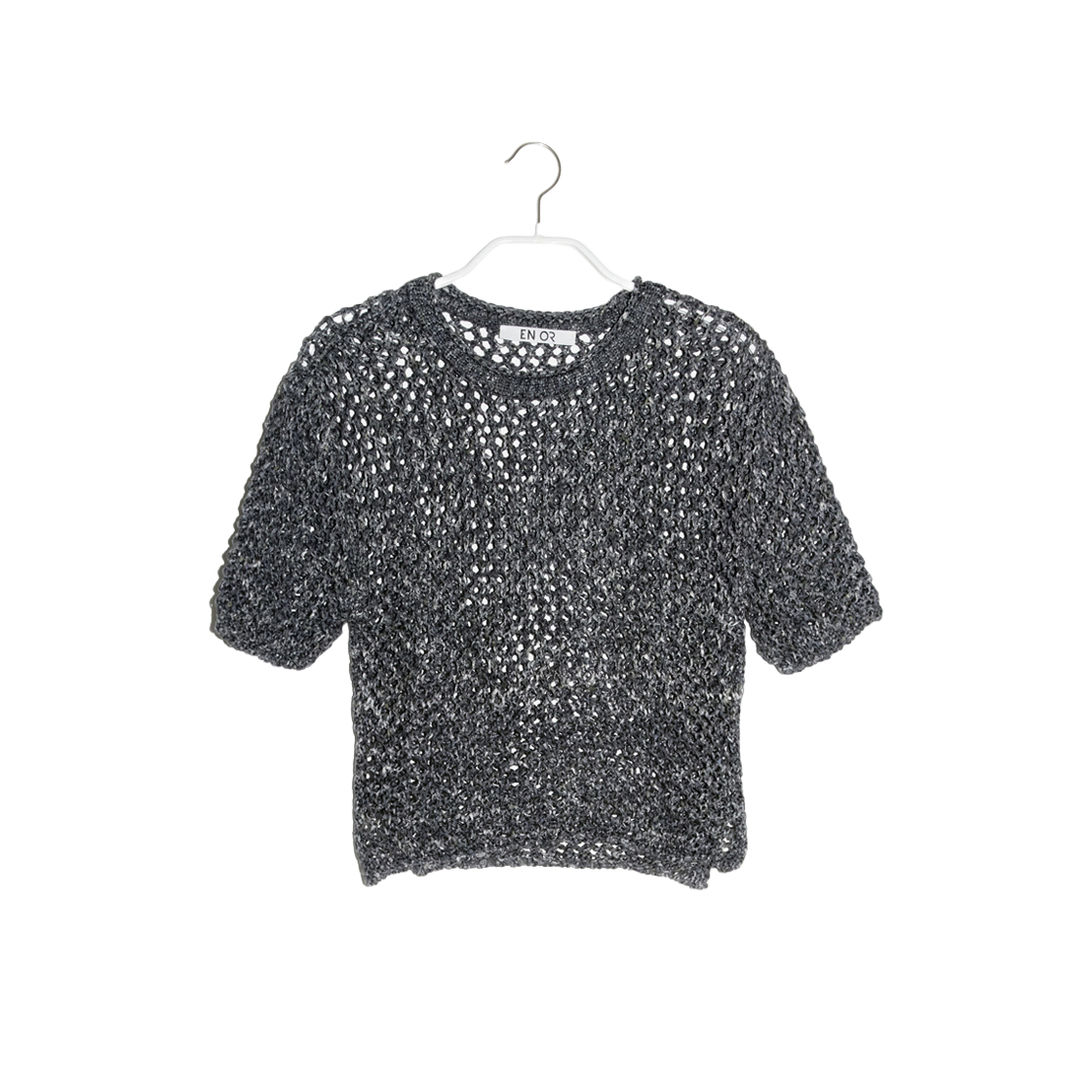 엔오르 우먼 스카시 크롭 하프 니트 다크 그레이