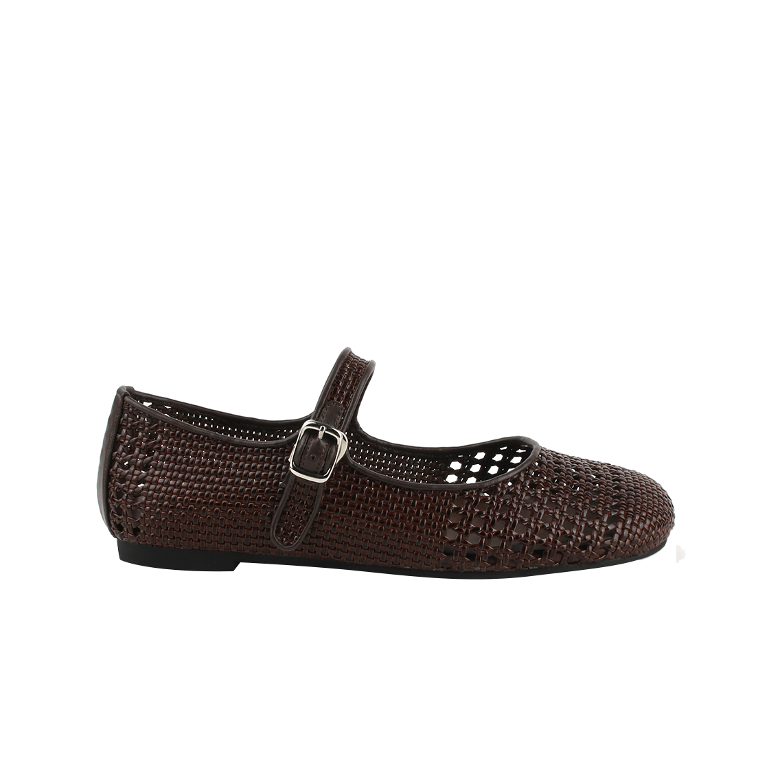 MD0078_2 Moodnight Maryn Weaving Mary-Jane Flat Shoes Chocolate