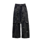 BLR Destroyed Black Denim Pants Black
