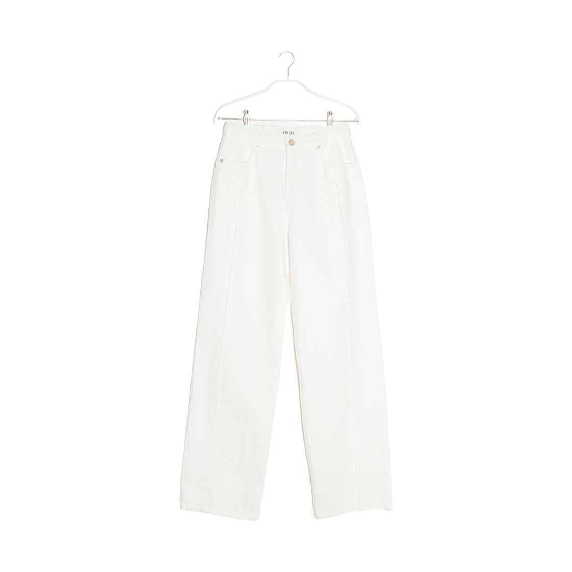 BDSUDPT001WH En Or Women Fringe Line Denim Pants  White