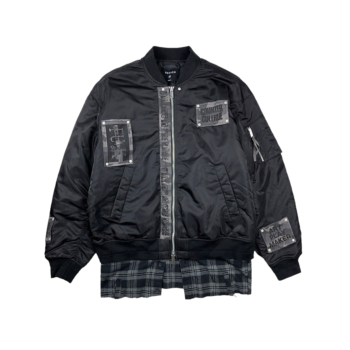 KM3DOTBRE01BK Resurrection13 Recycle Shirt Mixed Military Ma-1 Black