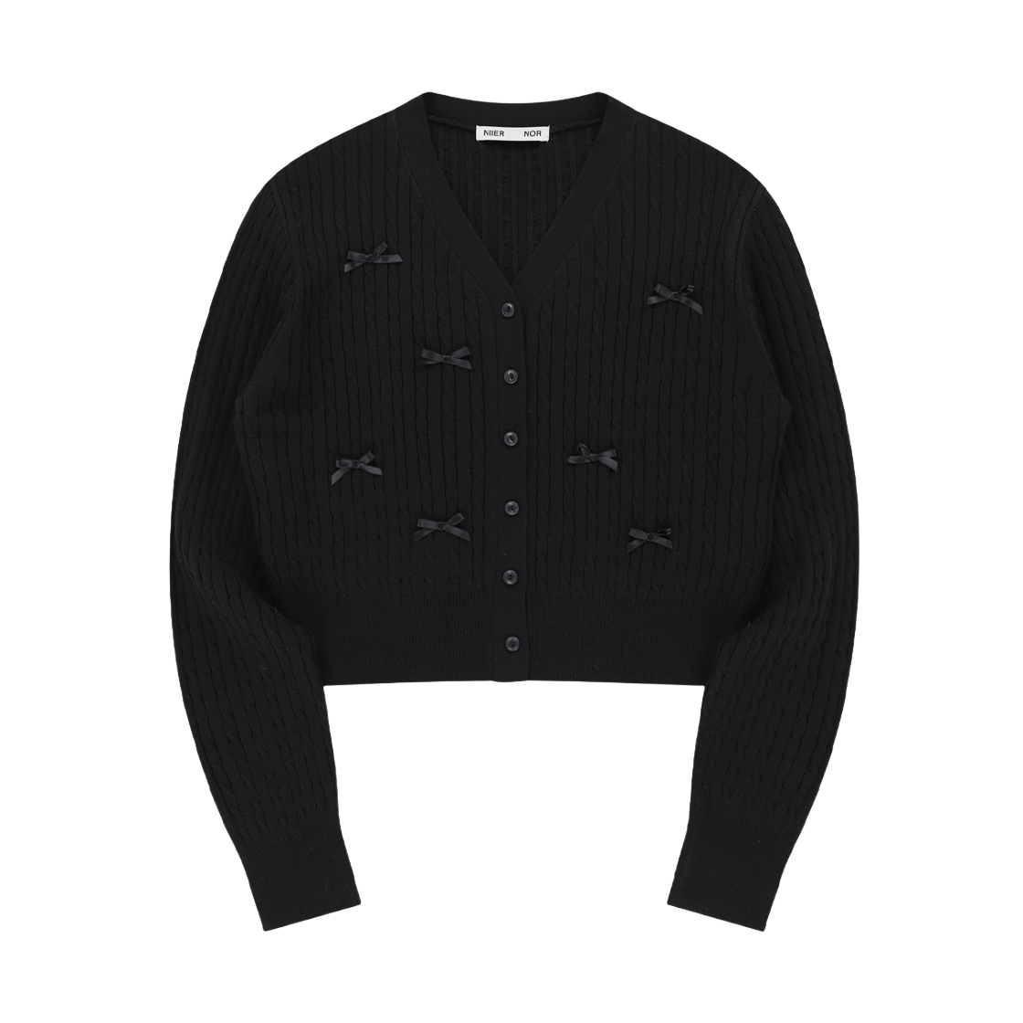 니어노어 리본 케이블 가디건 블랙(NIIER NOR Ribbon Cable Cardigan Black)