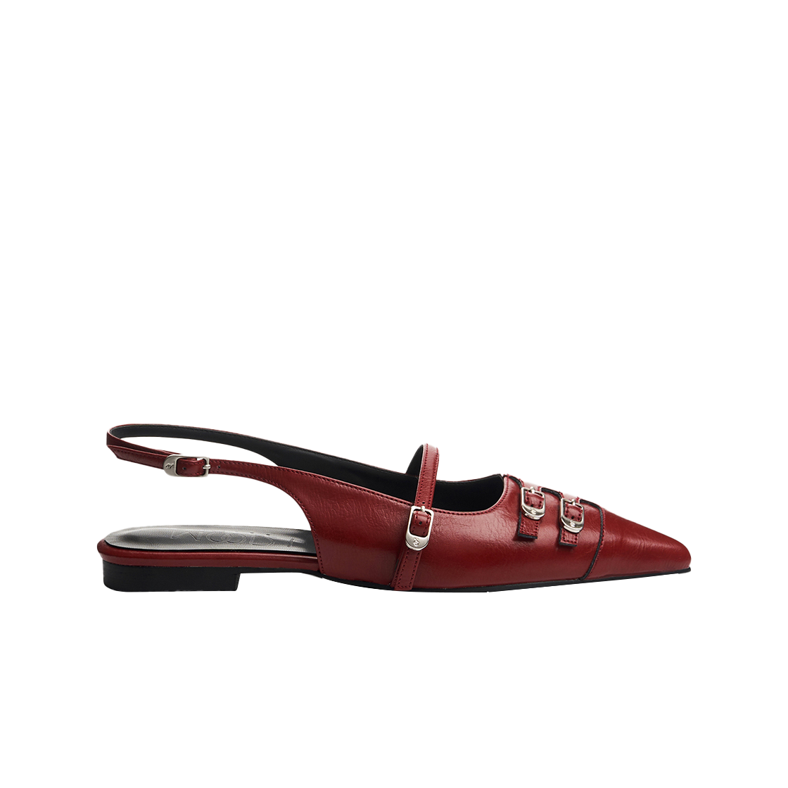 무드나잇 신디 로우 슬링백 플랫 슈즈 딥레드