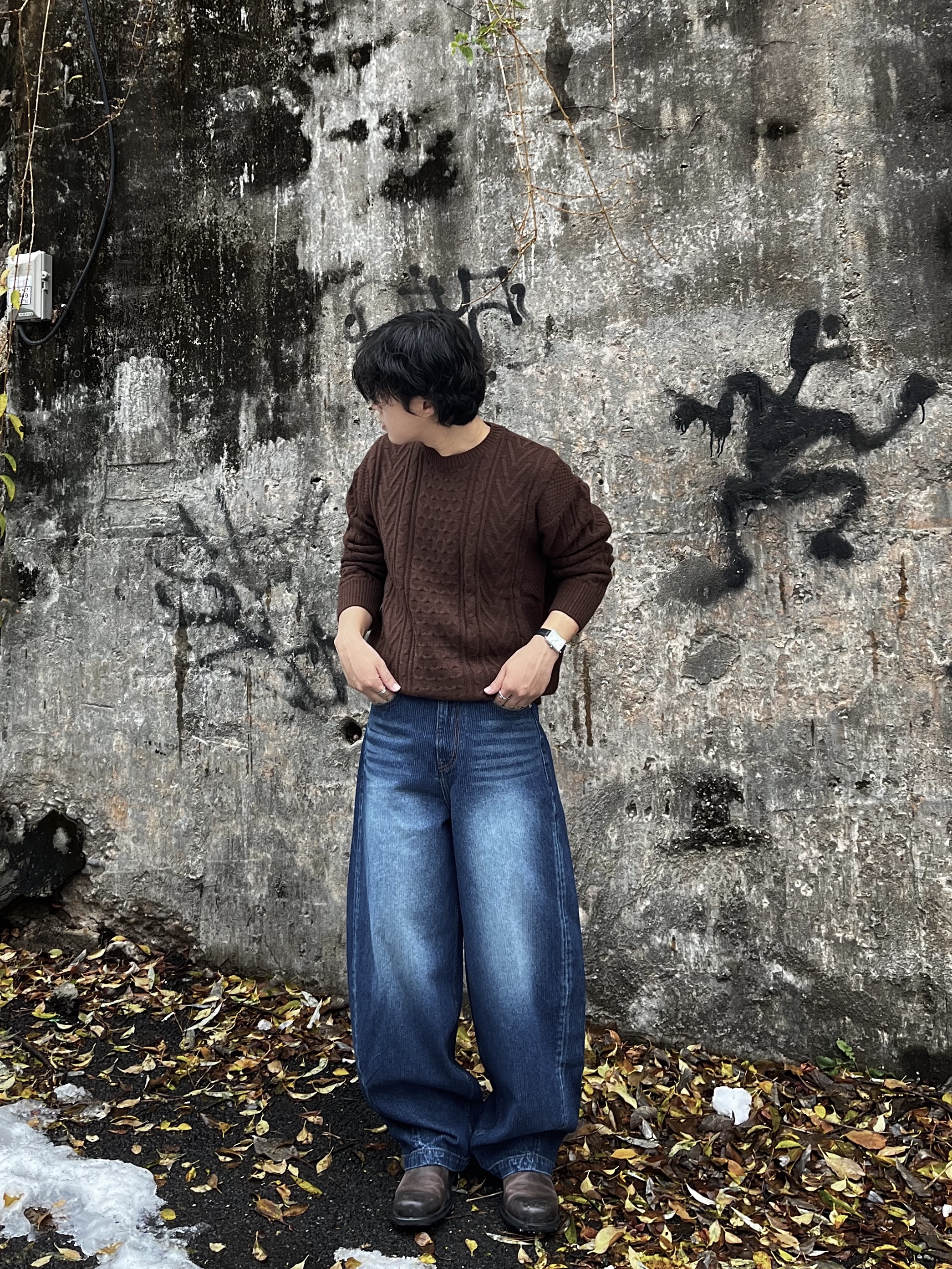 noun Corduroy Denim Pants Blue 착용 스타일