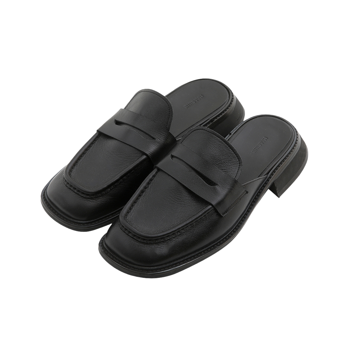 [프리오더] 알렌느 레더 페니 로퍼 뮬 블랙([프리오더] Haleine Leather Penny Loafer Mules Black (VH202))