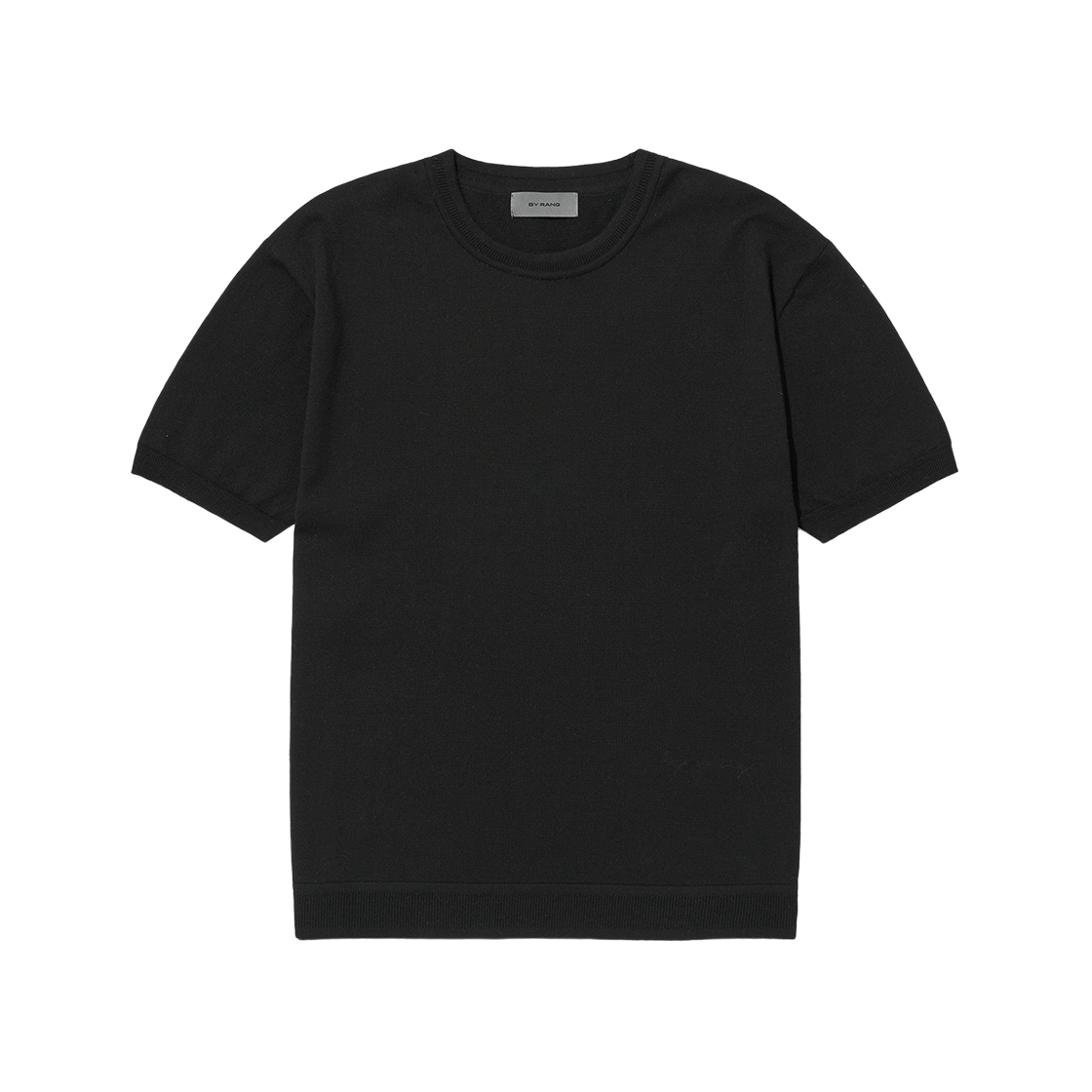 바이랑 코튼 실크 로고 니트 크루넥 블랙(BY RANG Cotton Silk Logo Knitted Crew Neck Black)