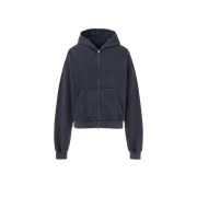 DEFINE Faded Wash Cropped Hood Zip-Up Navy