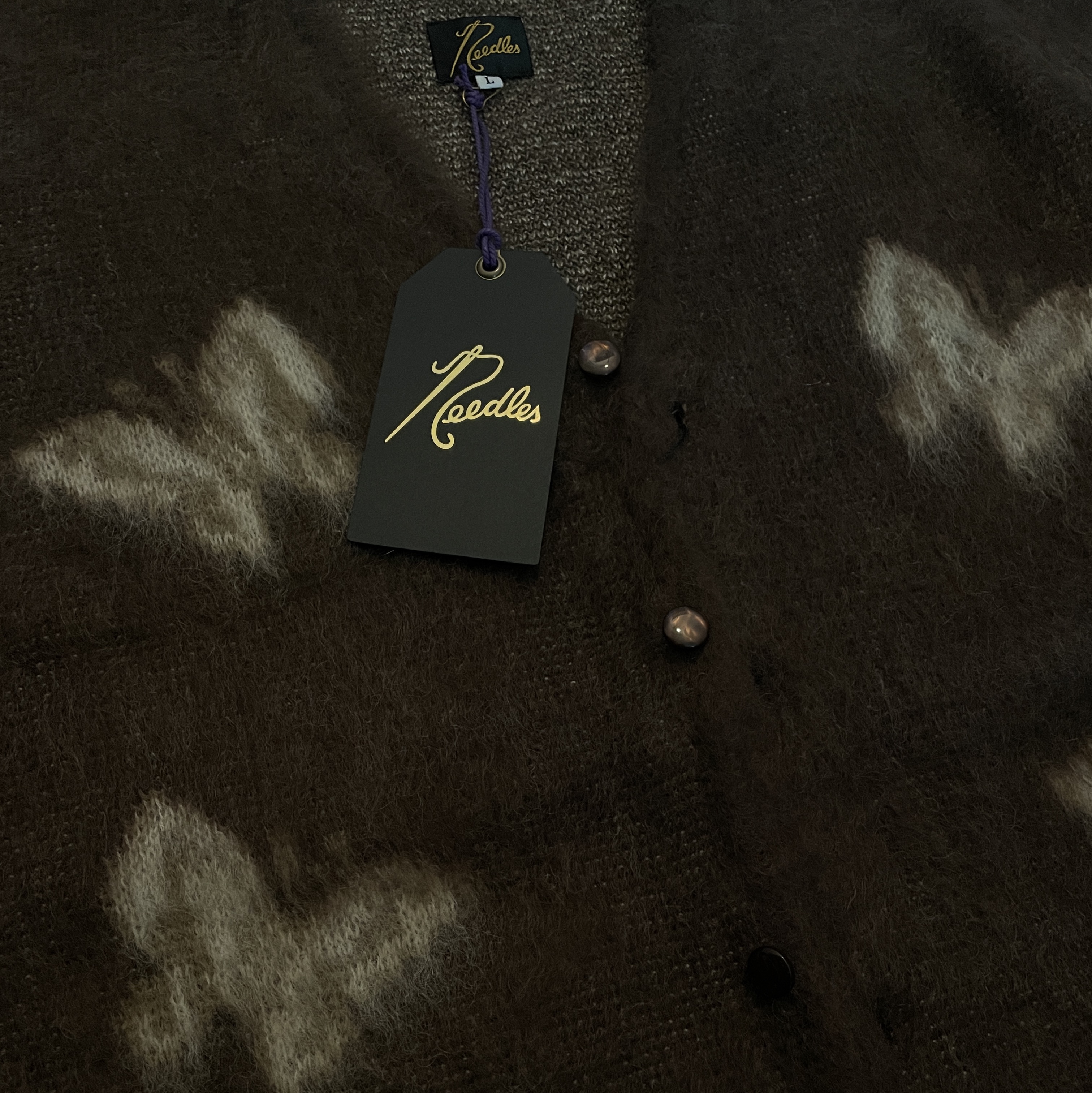 Needles x END. Rattan Mohair Cardigan Brown Natural 착용 스타일