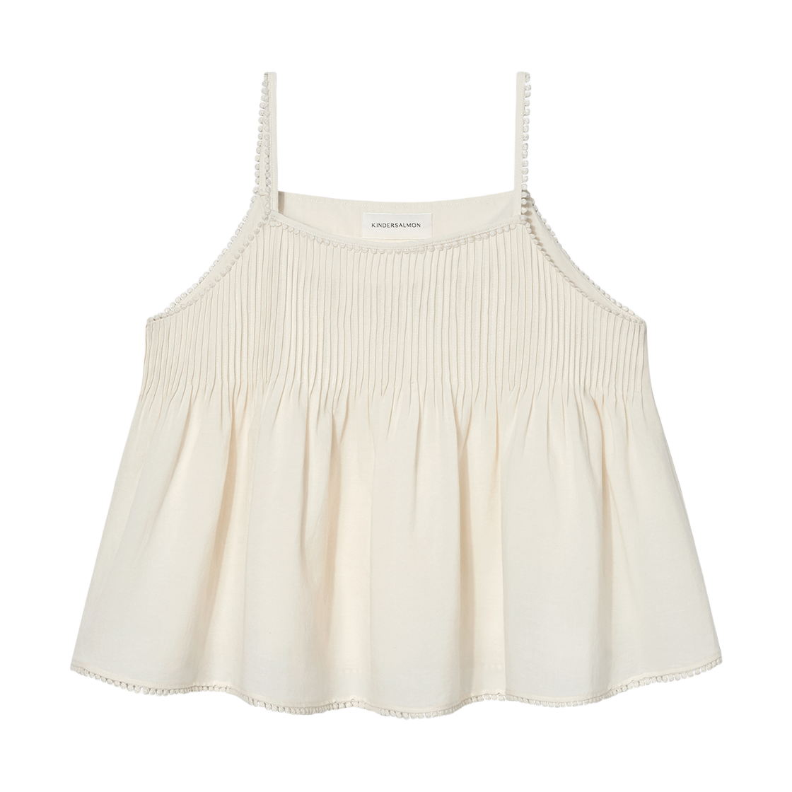 킨더살몬 우먼 핀턱 레이스 슬리브리스 탑 크림(Kindersalmon Women Pintuck Lace Sleeveless Top Cream) - 1