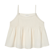 Kindersalmon Women Pintuck Lace Sleeveless Top Cream