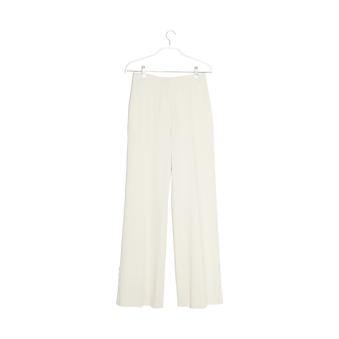 BDSUPT007IV En Or Women Button Side Slit Pants  Ivory
