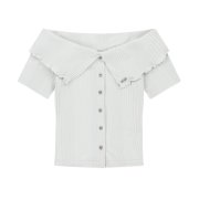 NIIER NOR Ribbed Off Shoulder Cardigan Bone