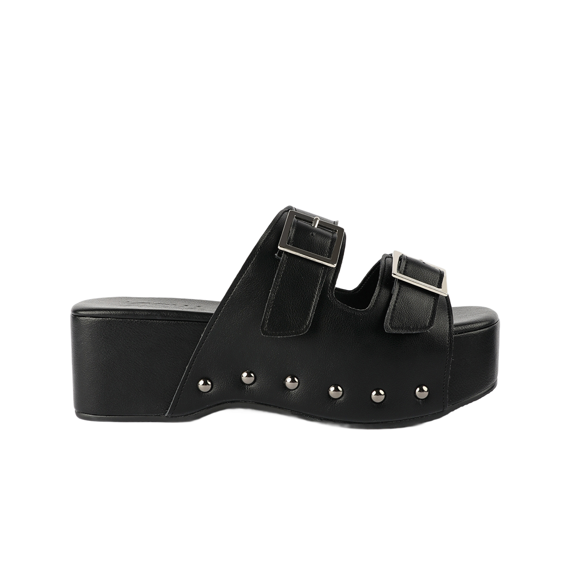 무드나잇 마고 벨티드 플랫폼 클로그 샌들 블랙(Moodnight Margo Belted Platform Clog Sandals Black)