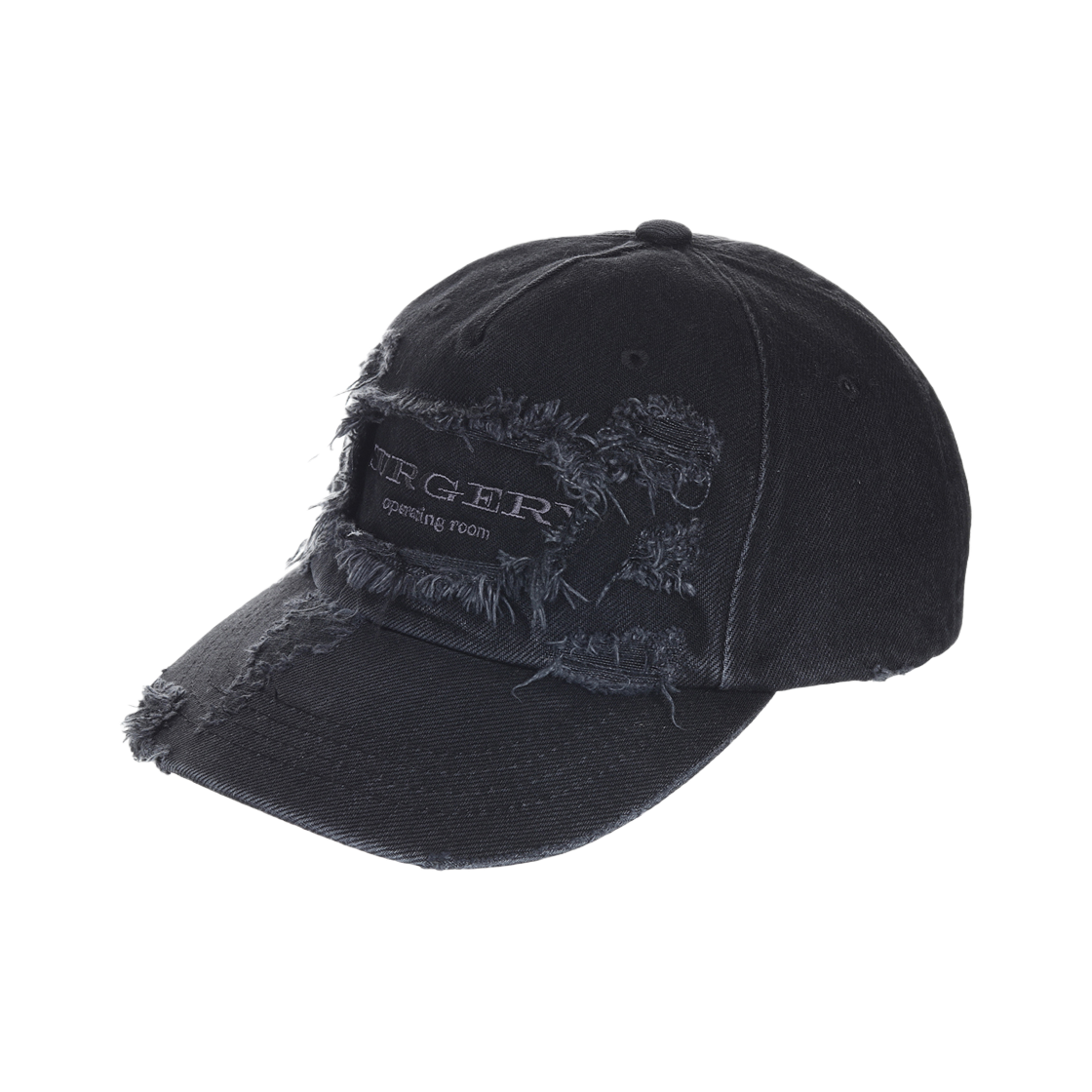 써저리 디스트로이드 데님 캡 블랙 데님(Surgery Destroyed Denim Cap Black Denim)