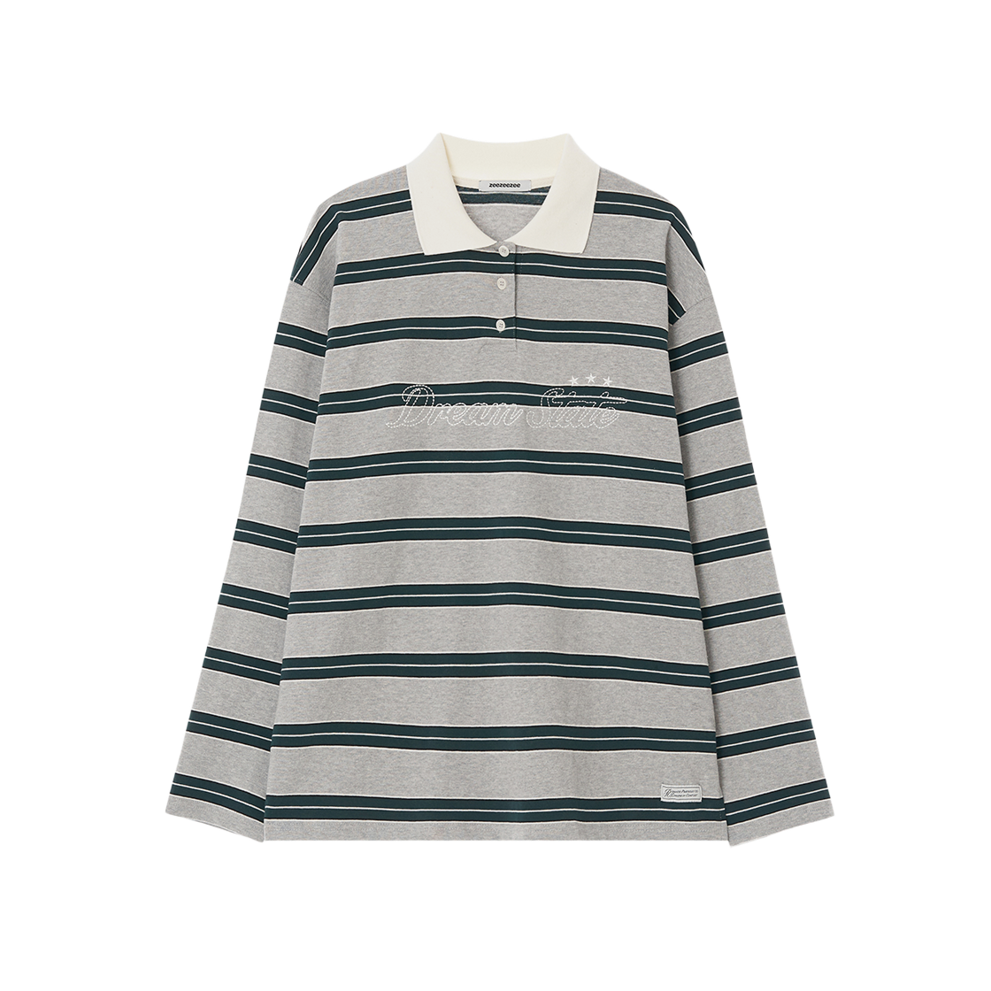 Z24FWTP006MG zeezeezee Dream State Stripe Polo Melange Grey