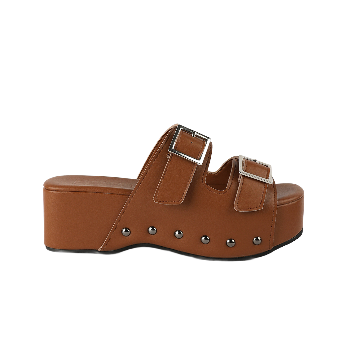무드나잇 마고 벨티드 플랫폼 클로그 샌들 브라운(Moodnight Margo Belted Platform Clog Sandals Brown)