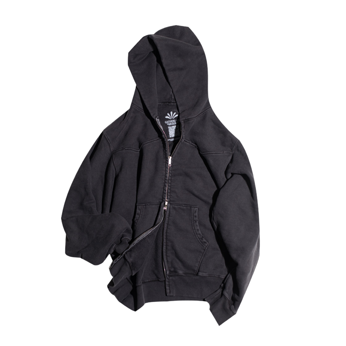 24ep1jk007CH Gatherlazy Western Dying Hoodie Zip-Up Washed Charcoal