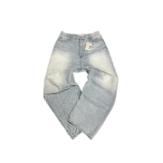 Undermycar Mu.31 Anti Fxxking Logo Play Brush Washed Wide Jeans Sky Blue